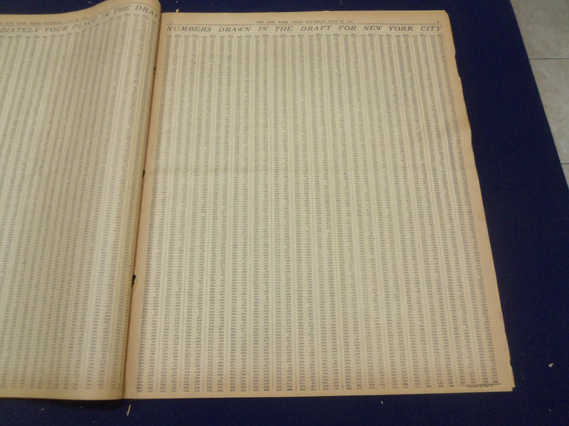 1917 JULY 21 NEW YORK TIMES - DRAWING FOR NATION'S DRAFT ARMY - NT 9317