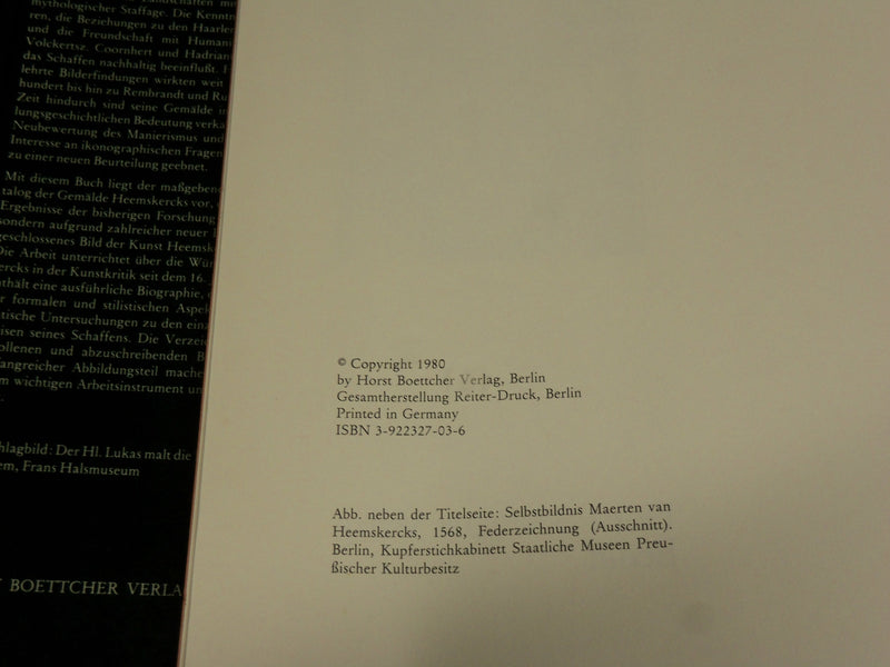 1980 MAERTEN VAN HEEMSKERCK HARDCOVER BOOK BY RAINALD GROSSHANS - R 726S