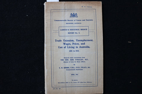 1913 APRIL CENSUS AND STATISTICS REPORT SOFTCOVER - MELBOURNE, AUSTRALIA- K 3007