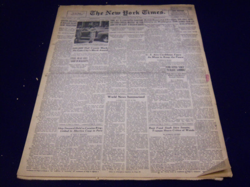 1949 AUG 20 NEW YORK TIMES - 300,000 HAIL CONNIE MACK, MERIT AWARD - NT 1509