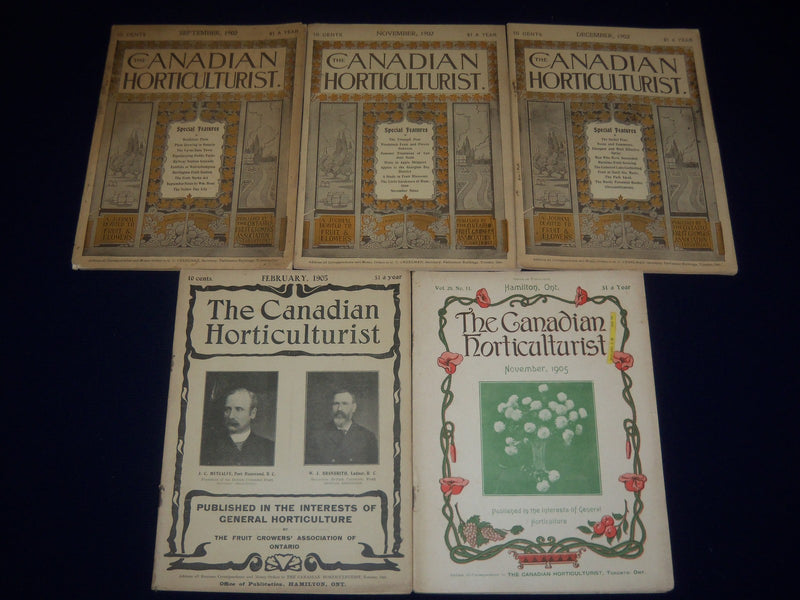 1902-1905 THE CANADIAN HORTICULTURIST MAGAZINE LOT OF 5 - NICE ILLUS. - II 6150