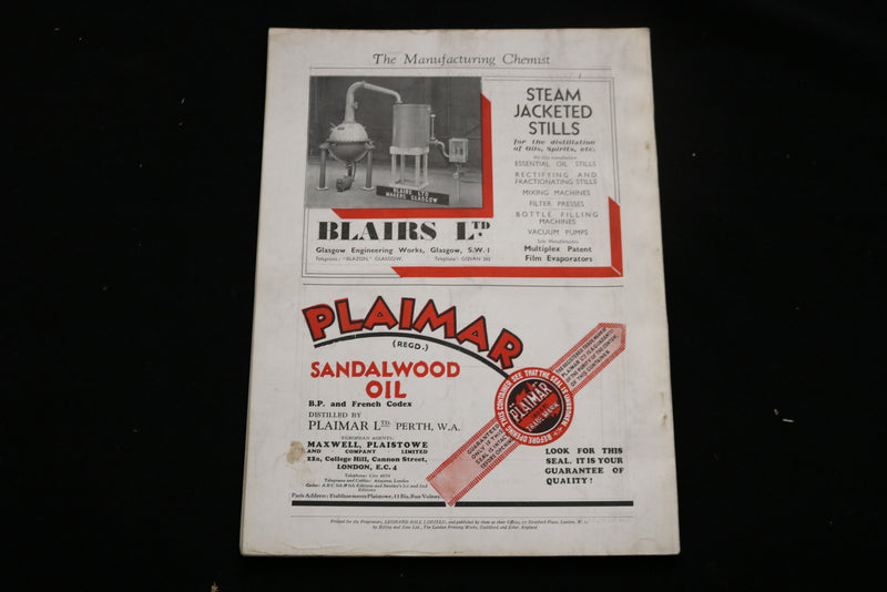 1936 DEC THE MANUFACTURING CHEMIST MAGAZINE - GARDNER'S COVER - SP 5423J