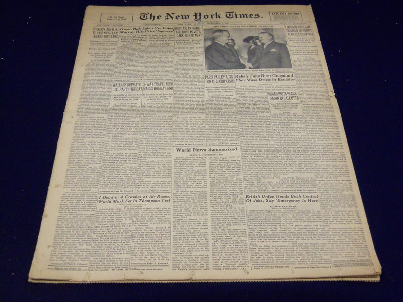 1947 SEPTEMBER 2 NEW YORK TIMES - REBELS TAKE GUAYAQUIL - NT 3428