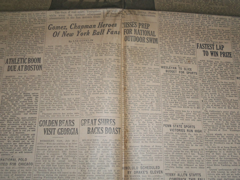 1931 JULY 12 SAN ANTONIO SUNDAY LIGHT SPORT SECTION - NURMI IN OLYMPIC - NP 972J