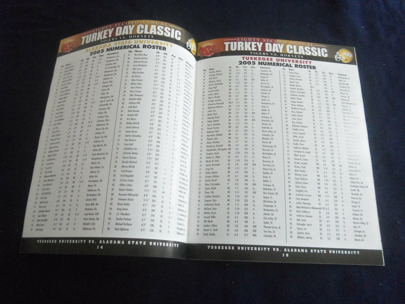 2005 NOV 24 FOOTBALL PROGRAM - TUSKEGEE UNIV VS ALABAMA STATE UNIV - SP 1217P