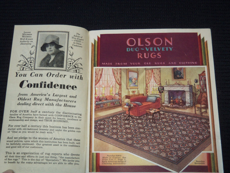 1930'S OLSON RUGS DUO VELVETY RUGS CATALOG - NICE ILLUSTRATIONS - J 7552