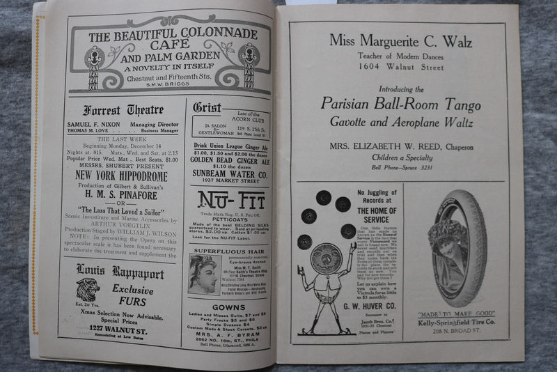 1914 PLAYS AND PLAYERS THEATRE PROGRAM MAGAZINE -MISS BILLIE BURKE COVER- K 2720