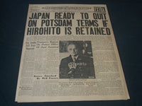 1945 AUGUST 10 BALTIMORE NEWS NEWSPAPER - JAPAN READY TO QUIT - NT 7317