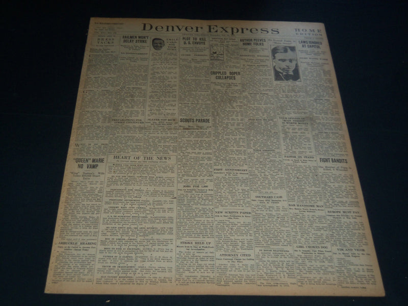 1921 OCTOBER 20 DENVER EXPRESS NEWSPAPER - SINCLAIR LEWIS - NT 7579