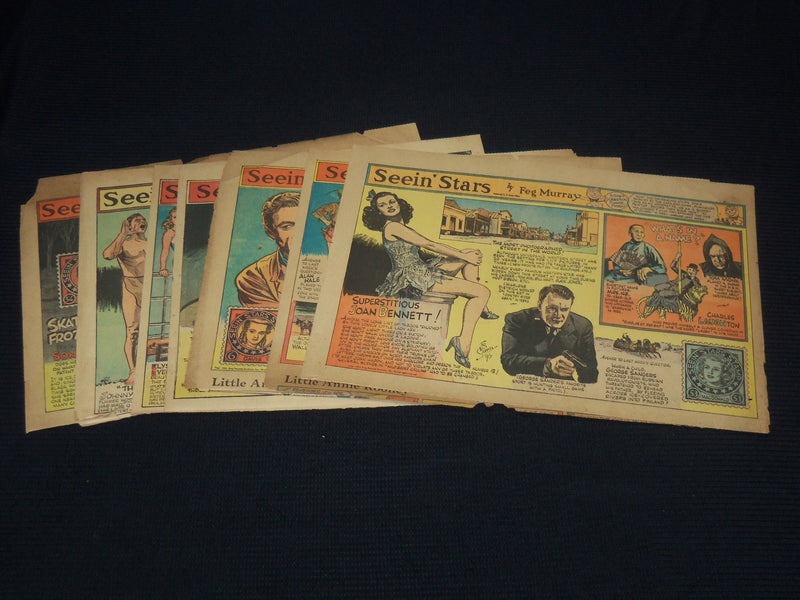 1940-1944 SEEIN' STARS NEWSPAPER COLOR COMIC STRIPS - LOT OF 7 - NP 9180