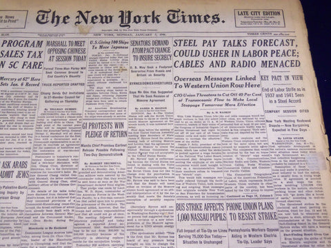 1946 JANUARY 7 NEW YORK TIMES - STEEL PAY TALKS FORECAST - NT 2620