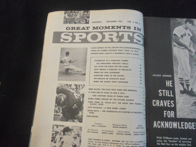 1961 SEPTEMBER GREAT MOMENTS IN SPORTS MAGAZINE - WILLIE MAYS COVER - J 7723