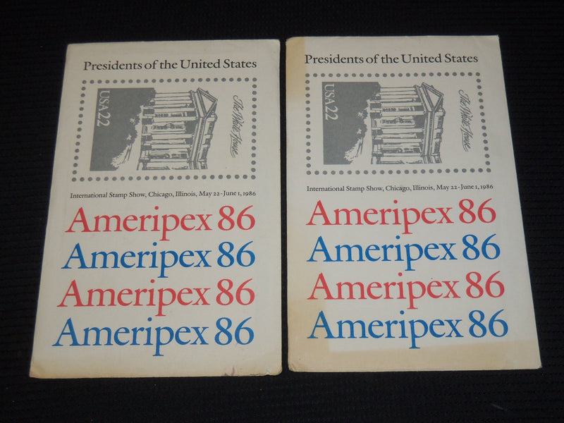 1986 AMERIPEX 86 PRESIDENTS OF THE UNITED STATES STAMPS LOT OF 2 - K 571