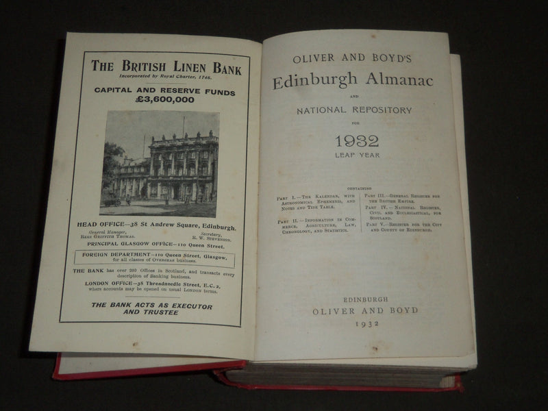 1932 OLIVER AND BOYD'S EDINBURGH ALMANAC BOOK - KD 3997
