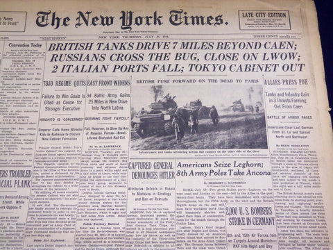 1944 JULY 20 NEW YORK TIMES - 2 ITALIAN PORTS FALL, TOKYO CABINET OUT - NT 1719