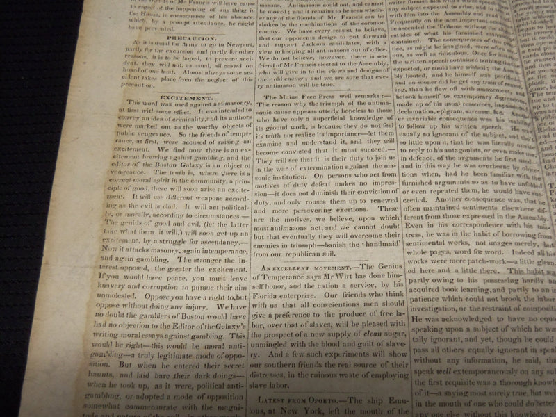1833 APRIL 27 THE MICROCOSM AMERICAN & GAZETTE NEWSPAPER - PROVIDENCE - NP 3878U