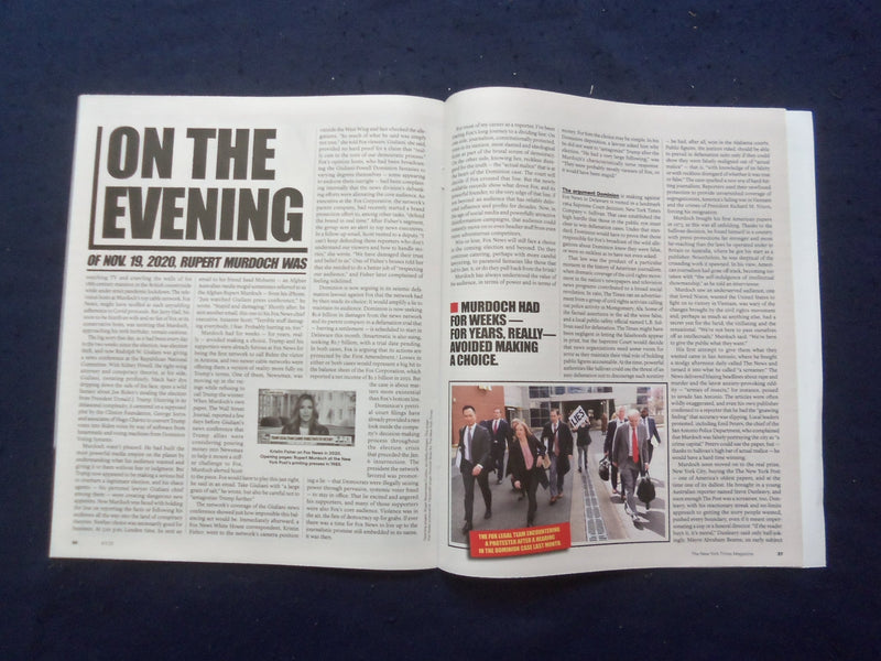 2023 APRIL 9 THE NEW YORK TIMES MAGAZINE - RUPERT MURDOCH OUTFOXED - SP 4781S