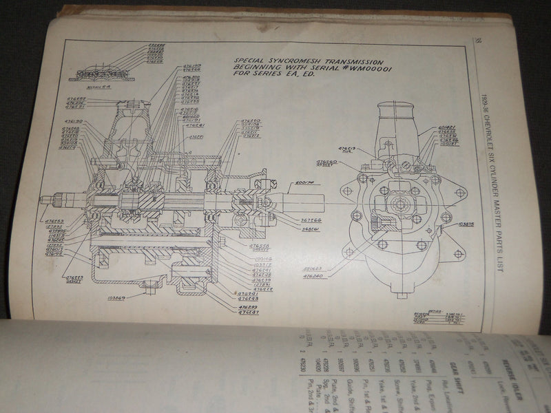 1936 CHASSIS PARTS LIST FOR SIX-CYLINDER MODELS BOOK - KD 4760