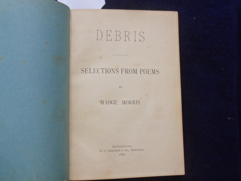 1881 DEBRIS - SELECTIONS FROM POEMS HARDCOVER BOOK BY MADGE MORRIS - KD 8485