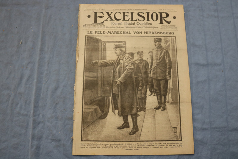 1914 DEC 3 EXCELSIOR JOURNAL - LE FELD-MARECHAL VON HINDENBOURG -FRENCH- NP 8553