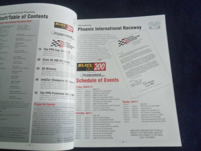 1995 MARCH 31-APRIL 2 SLICK 50 200 RACING PROGRAM PHOENIX INTL RACEWAY- SP 3804O