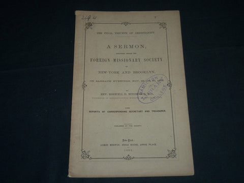 1863 NEW YORK & BROOKLYN FOREIGN MISSIONARY SOCIETY SERMON BOOK - J 4502