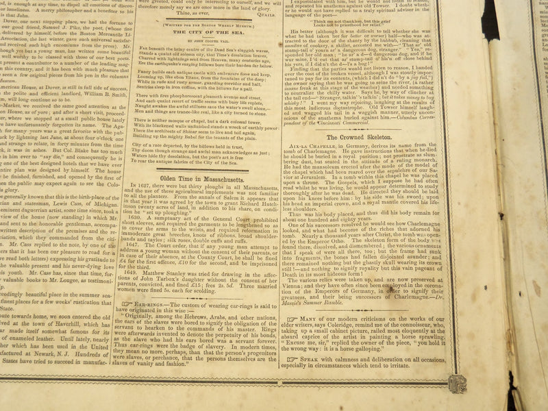 1851 APRIL 5 BOSTON MUSEUM NEWSPAPER - MURDERER'S RETRIBUTION - AMIE - NP 9027