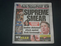 2019 SEPTEMBER 16 NEW YORK POST NEWSPAPER - SUPREME SMEAR; KAVANAUGH ATTACK
