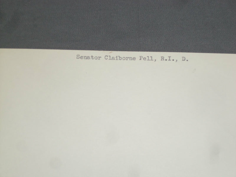 RHODE ISLAND SENATOR CLAIBORNE PELL 8 X 10 AUTOGRAPHED PHOTO - J 4055