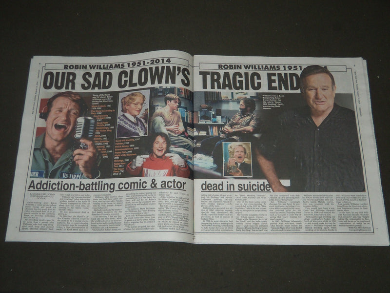 2014 AUGUST 12 NEW YORK POST NEWSPAPER - ROBIN WILLIAM DEAD - NP 2552