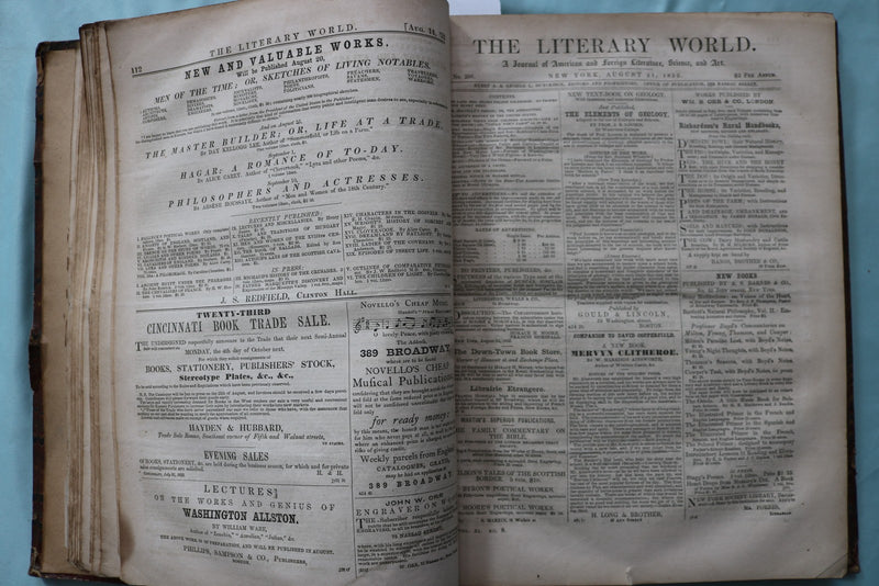 1852 JULY-DECEMBER THE LITERARY WORLD BOUND VOLUME - HAWTHORNE-WEBSTER - KD 9719