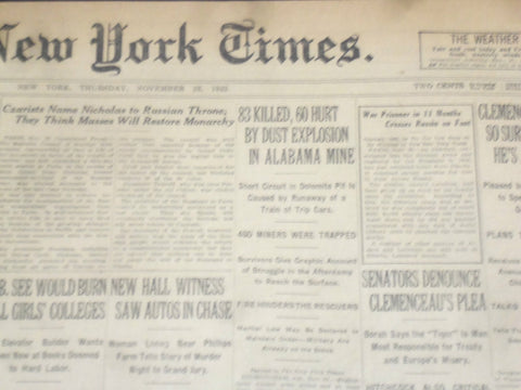1922 NOVEMBER 23 NEW YORK TIMES - ALABAMA MINE EXPLOSION, 83 KILLED - NT 8438