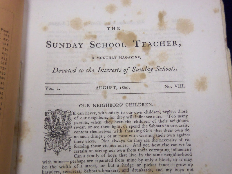 1866 THE SUNDAY SCHOOL TEACHER VOLUME #1 MAGAZINE LOT OF 4 ISSUES - O 2842