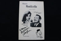 1950'S CAESAR'S MONTICELLO MENU - ABBE LANE SIGNED COVER - K 2864
