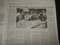 2021 JANUARY 20 NEW YORK TIMES - BIDEN PLAN GIVES 11 MILLION PATH TO CITIZENSHIP
