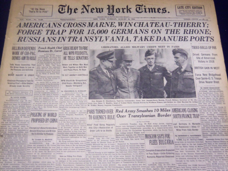 1944 AUGUST 29 NEW YORK TIMES - AMERICANS CROSS MARNE - NT 3736
