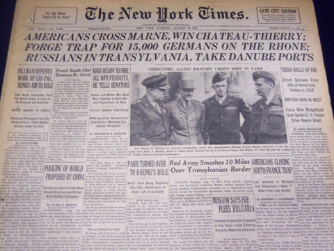 1944 AUGUST 29 NEW YORK TIMES - AMERICANS CROSS MARNE - NT 3736