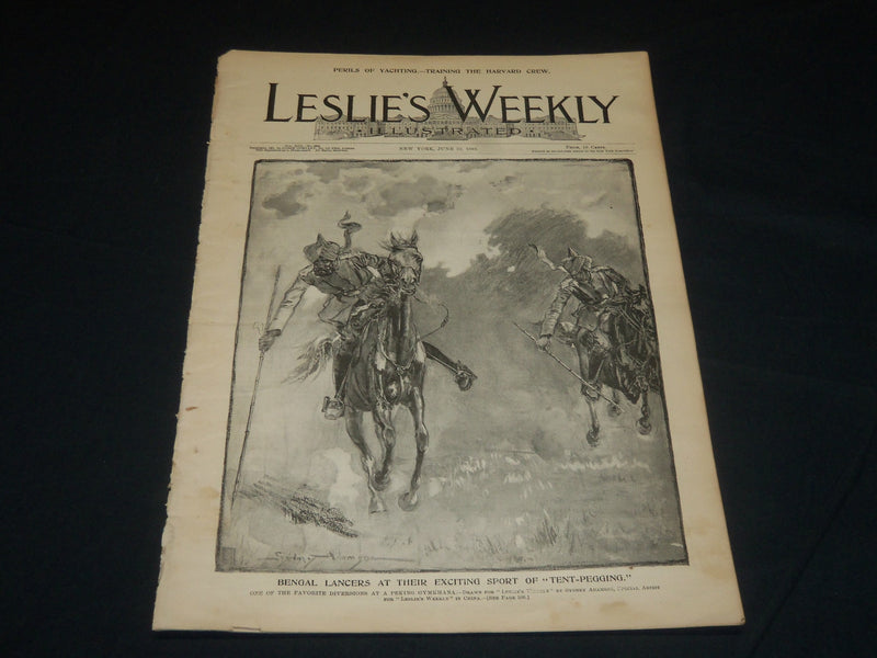 1901 JUNE 22 LESLIE'S WEEKLY MAGAZINE -BENGAL LANCERS AT EXCITING SPORT- NP 4410