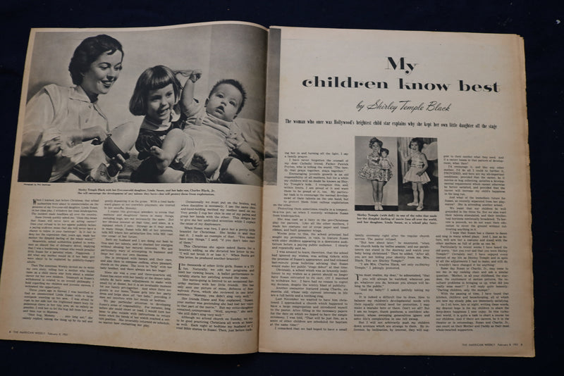 1953 FEB 8 AMERICAN WEEKLY MAGAZINE - SHIRLEY TEMPLE ARTICLE AND PHOTO - E 23242