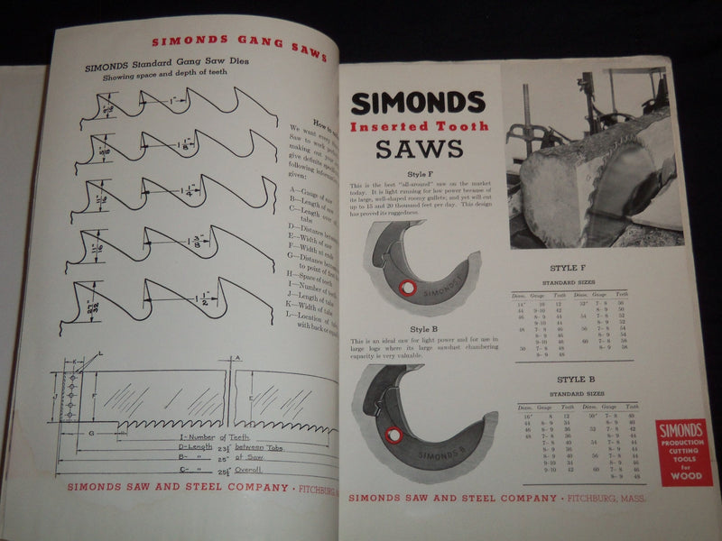 1950'S CUTLER WOOD & SANDERSON CO. SIMONDS SAW & STEEL CATALOGUE - J 9036