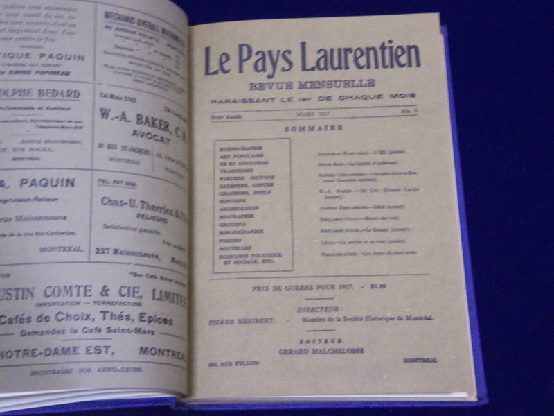 1916 & 1917 LE PAYS LAURENTIEN FRENCH BOUND VOLUME VOLUMES 1 & 2 - KD 2851