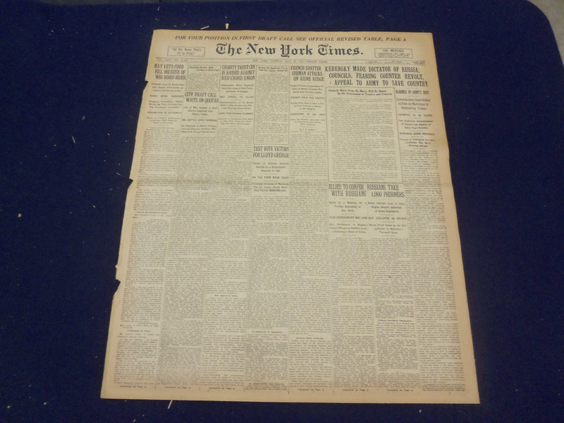 1917 JULY 24 NEW YORK TIMES - KERENSKY MADE DICTATOR OF RUSSIA - NT 9314
