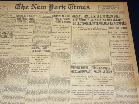 1922 APRIL 17 NEW YORK TIMES - LLOYD GEORGE TERMS MAY BE ACCEPTED - NT 8583