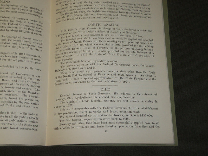 1926 FORESTRY LEGISLATURE SURVEY BOOK - AMERICAN TREE ASSOCIATION- J 3546