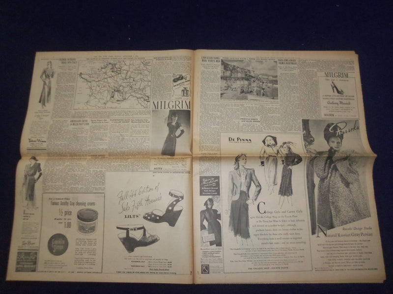 1944 SEP 4 NEW YORK TIMES - GERMANS FLEE AS ALLIES DRIVE ON BRUSSELS - NP 6613