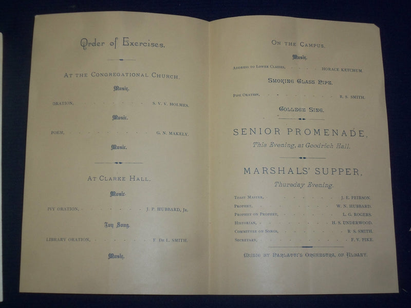 1883 JULY 3 WILLIAMS COLLEGE PROGRAMS - LOT OF 2 - J 4588
