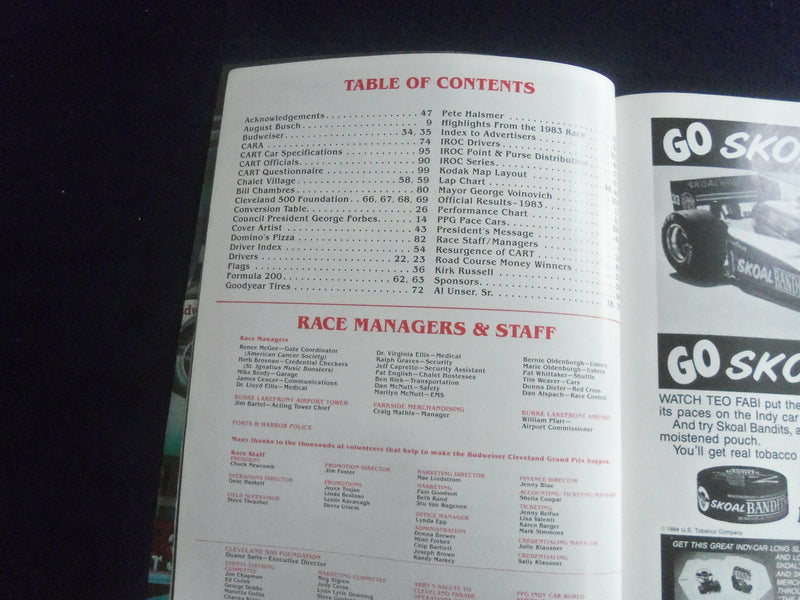 1984 JULY 6-8 BUDWEISER CLEVELAND GRAND PRIX RACING PROGRAM - SP 3804B