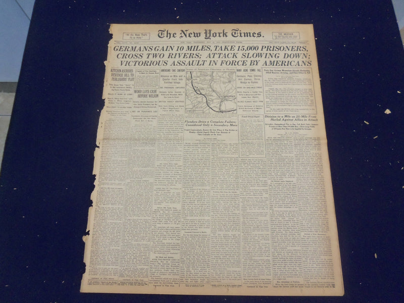1918 MAY 29 NEW YORK TIMES - GERMANS TAKE 15,000 PRISONERS - NT 8185