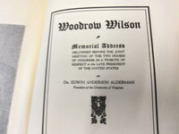 1924 DECEMBER 15 IN MEMORIAM WOODROW WILSON BOOK BYAAQ EDWIN ALDERMAN - KD 1775X