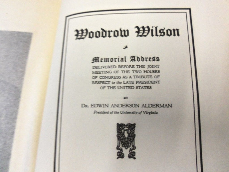 1924 DECEMBER 15 IN MEMORIAM WOODROW WILSON BOOK BYAAQ EDWIN ALDERMAN - KD 1775X